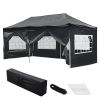 10X20ft EZ Pop Up Canopy Folding Gazebo/Black - As Picture